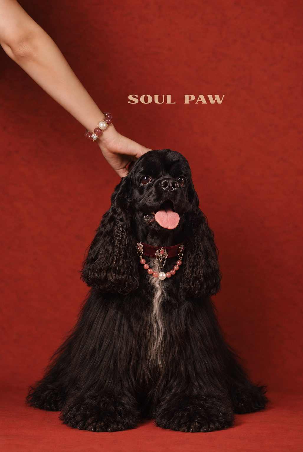 Strawberry Quartz Pet Collar & Matching Bracelet – Crimson Whispers