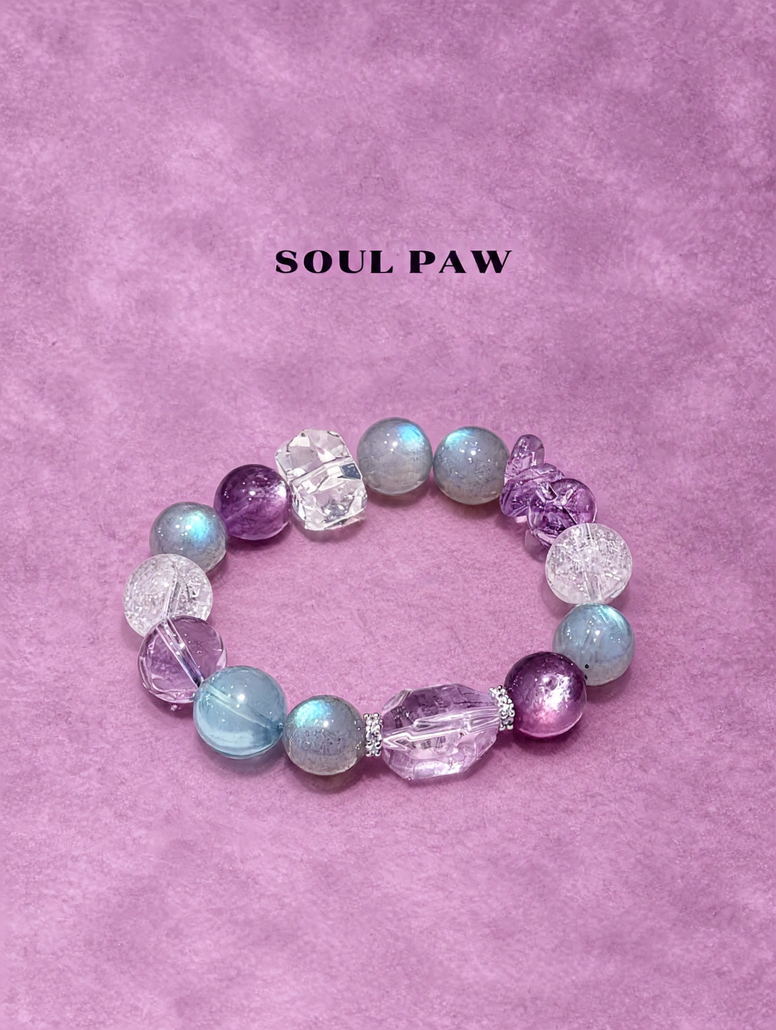 Amethyst & Aquamarine Pet Collar & Matching Bracelet – Quiet Resonance